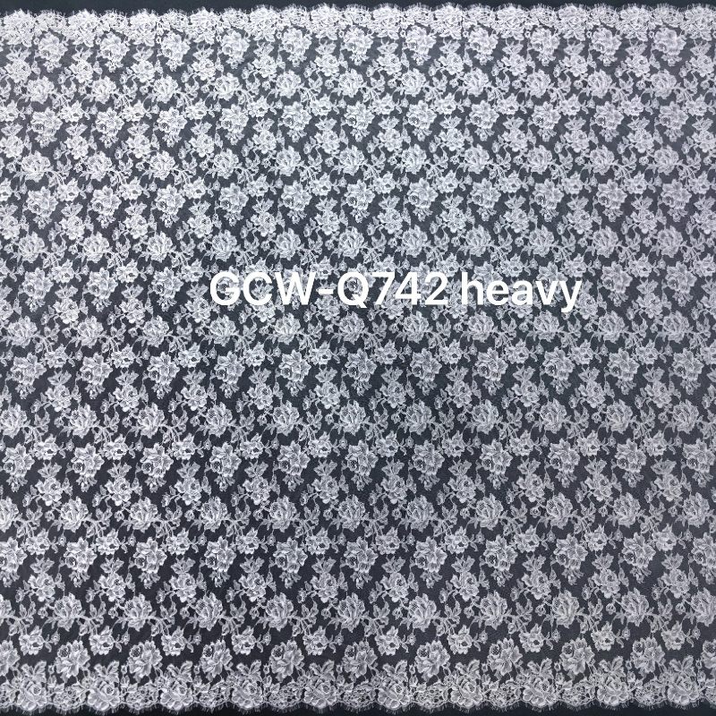GCW-Q724 | Delicate Floral Sprig Cord Lace | 3D Embossed Bridal Fabric & Trim Set